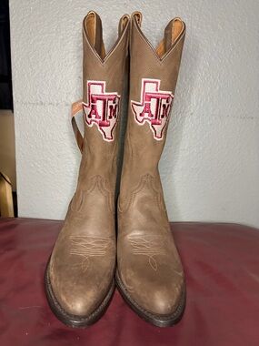 Texas A&M Brown Leather Cowboy Boots for Women’s size 10